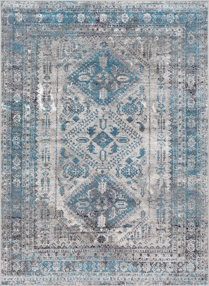 Surya Monte Carlo MNC-2312 Light Gray Charcoal Sky Blue Navy White Area Rug main image