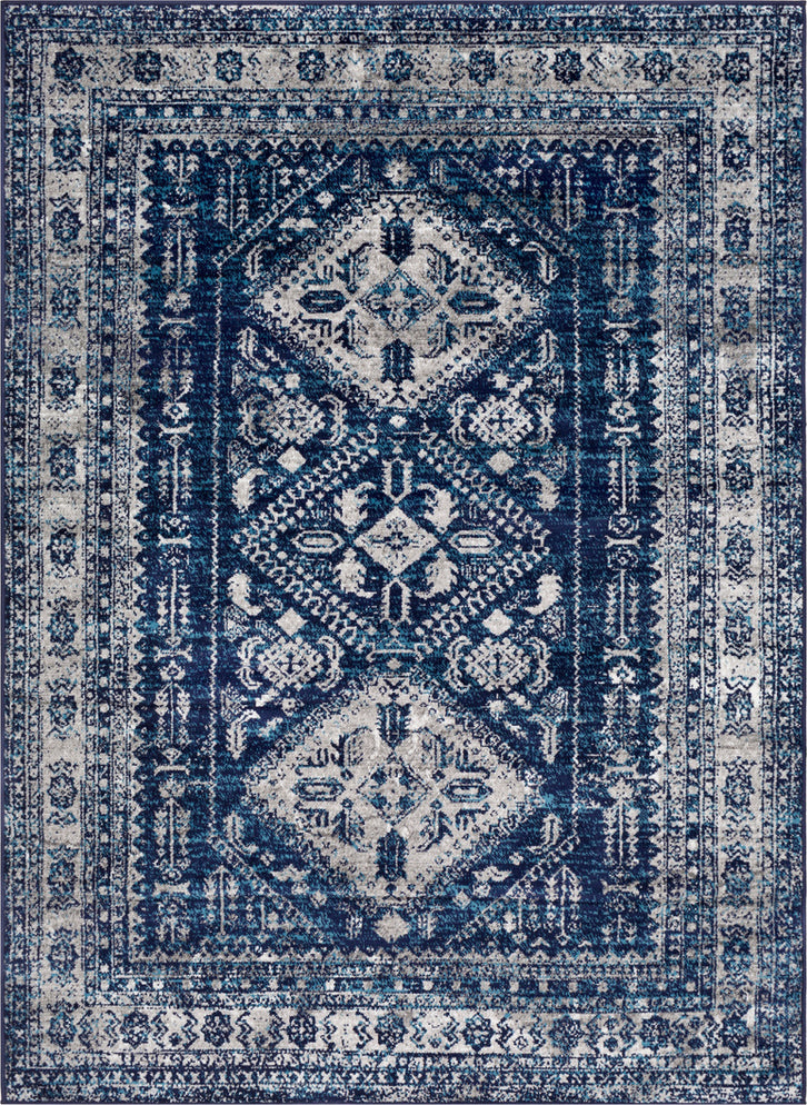 Surya Monte Carlo MNC-2315 Navy Light Gray Sky Blue White Area Rug main image