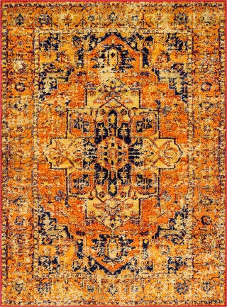 Surya Monte Carlo MNC-2316 Bright Orange Yellow Burnt Navy Light Gray Area Rug main image