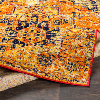 Surya Monte Carlo MNC-2316 Bright Orange Yellow Burnt Navy Light Gray Area Rug Pile Image