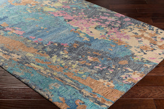 Surya Modern Nouveau MNV-1001 Medium Gray Denim Charcoal Camel Khaki Bright Pink Yellow Area Rug Corner Image