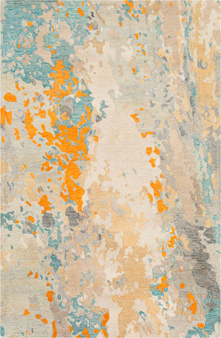 Surya Modern Nouveau MNV-1002 Charcoal Teal Khaki Beige Saffron Bright Orange Area Rug Mirror main image