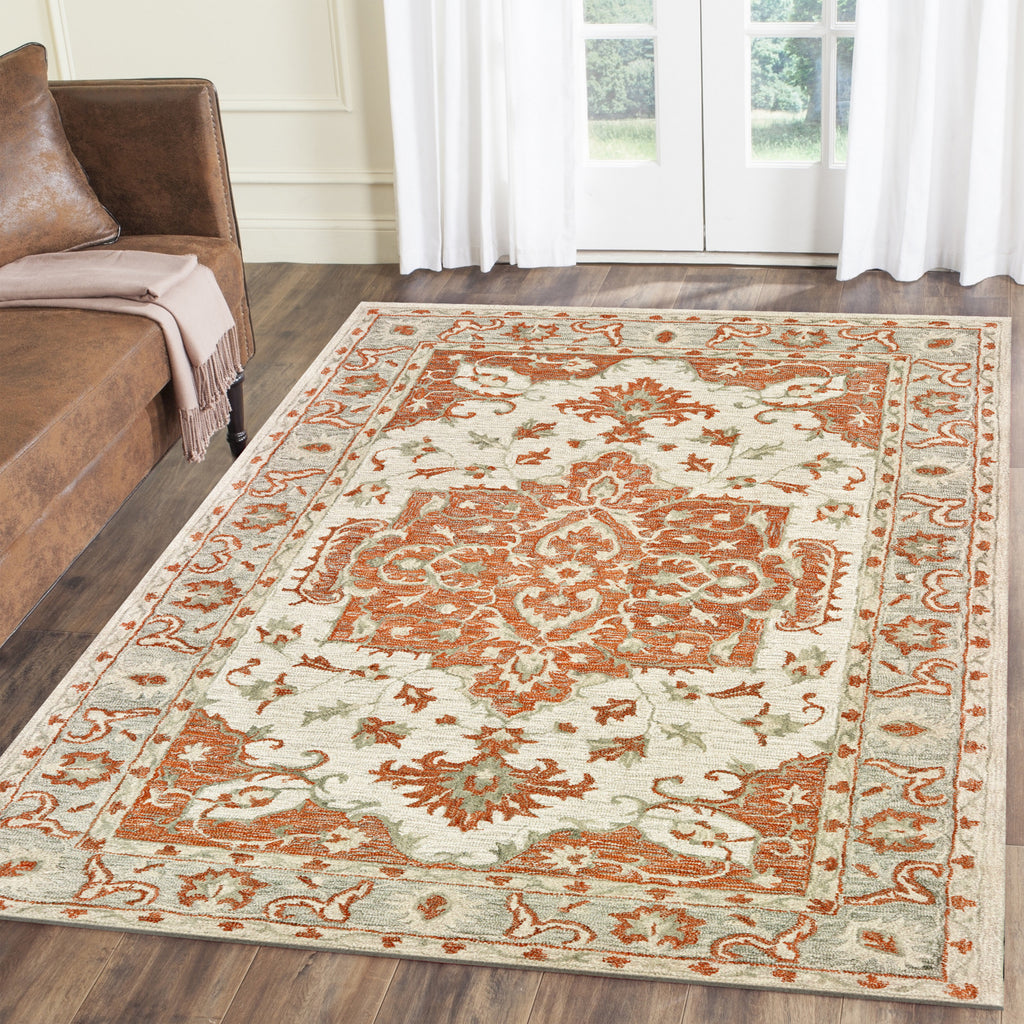 LR Resources Modern Traditions 81287 Orange/Gray Area Rug Alternate Image Feature