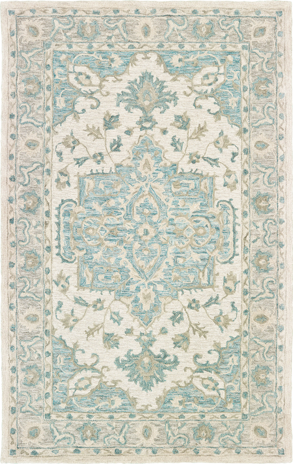 LR Resources Modern Traditions 81288 Turquoise Gray Area Rug main image