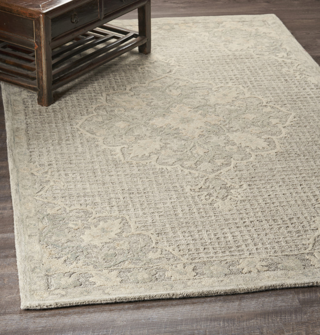 LR Resources Modern Traditions Floral Medallion Beige Area Rug Lifestyle Image Feature