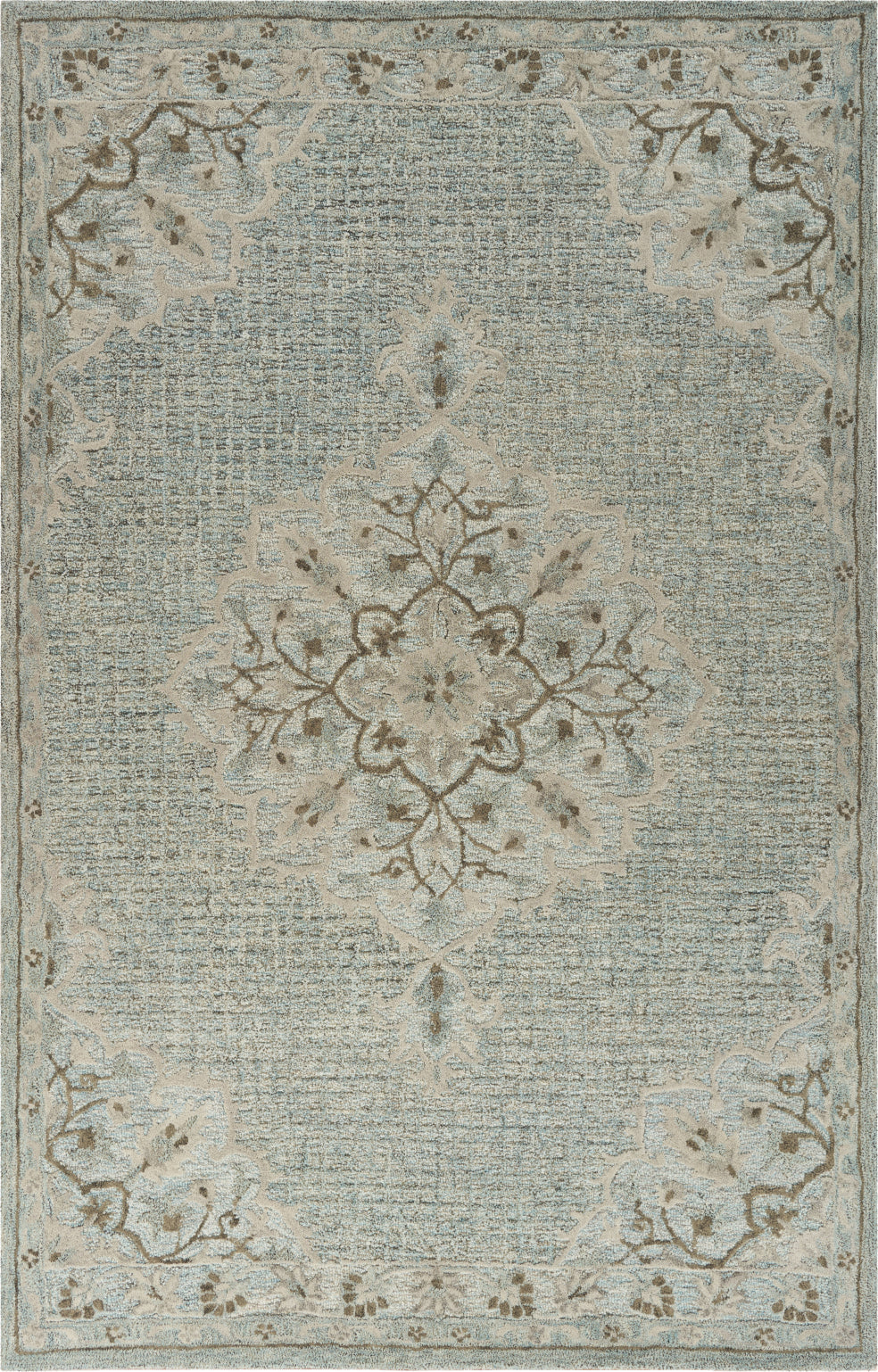 LR Resources Modern Traditions Lagoon Medallion Blue Area Rug main image