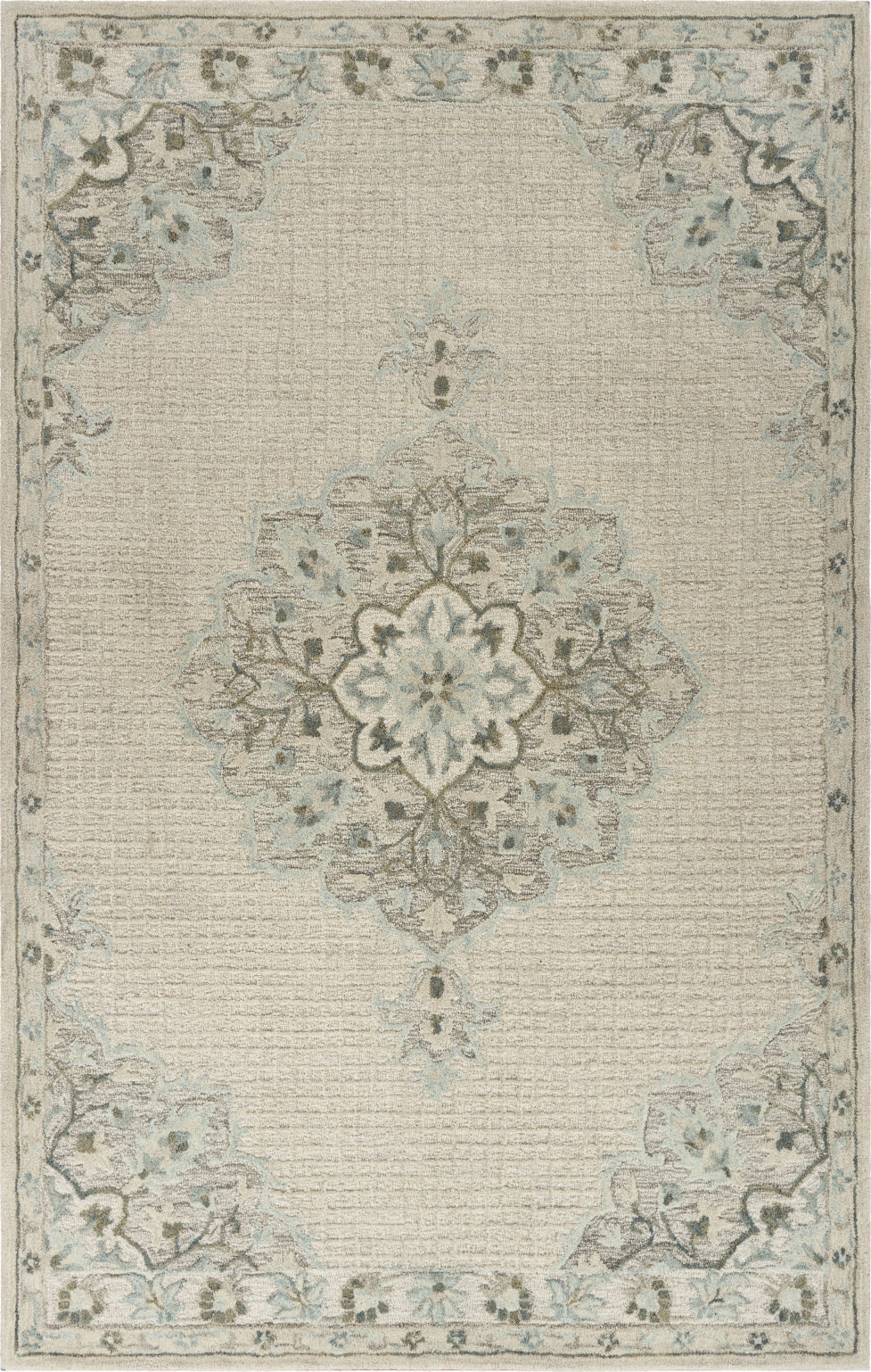 LR Resources Modern Traditions Ivory Medallion Area Rug main image