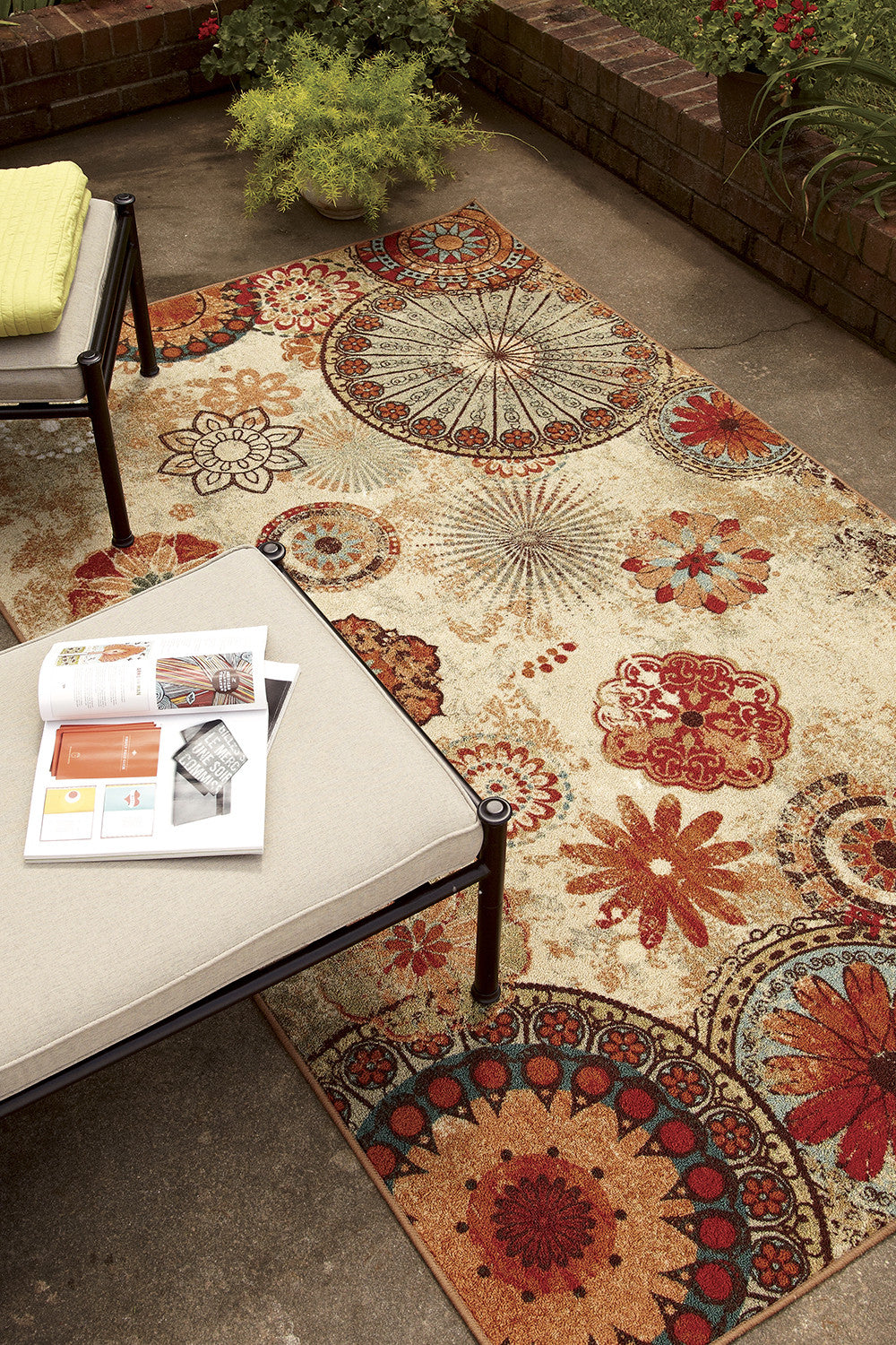 Mohawk Home Printed Indoor/ Outdoor Alexa Medallion Multi Area Rug Room Scene Feature