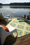 Mohawk Home Printed Indoor/ Outdoor Summer Splash Turquoise Area Rug Room Scene