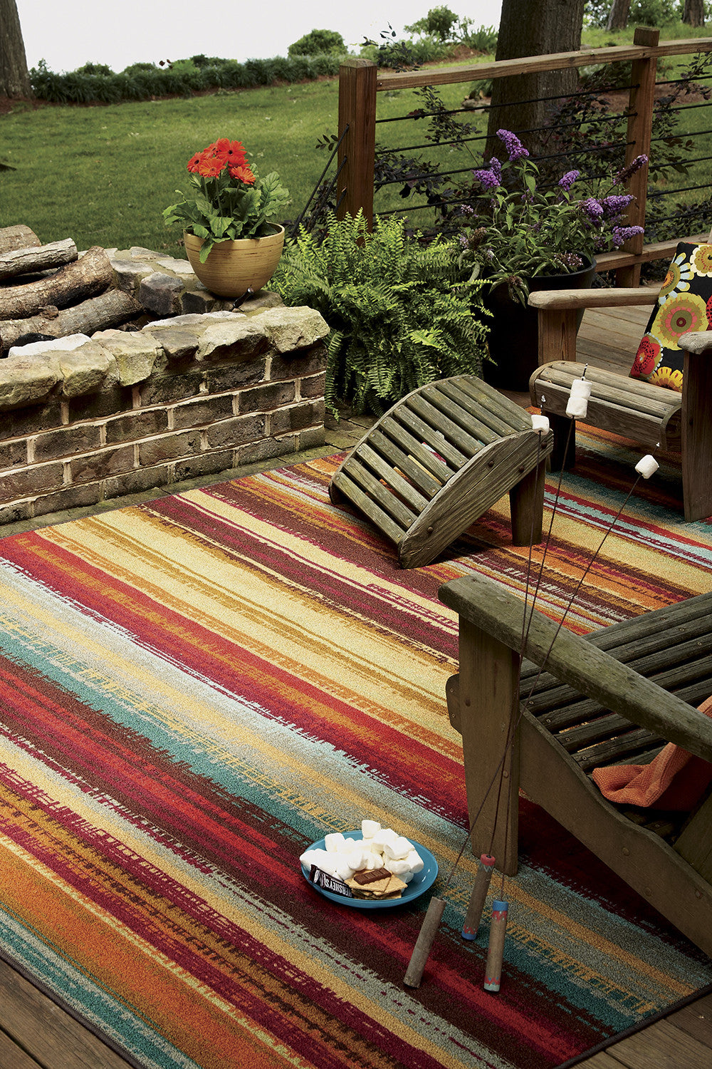 Mohawk Home Printed Indoor/ Outdoor Avenue Stripe Multi Area Rug –  Incredible Rugs and Decor