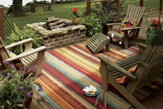 Mohawk Home Printed Indoor/ Outdoor Avenue Stripe Multi Area Rug Room Scene Feature