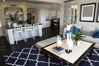 Mohawk Home Soho Fancy Trellis Navy Area Rug Room Scene Feature