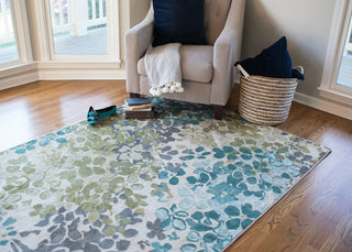 Mohawk Home Aurora Radiance Aqua Area Rug Room Scene Feature