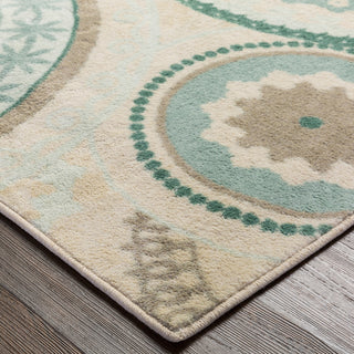 Mohawk Home Aurora Forest Suzani Aqua Area Rug Corner Shot