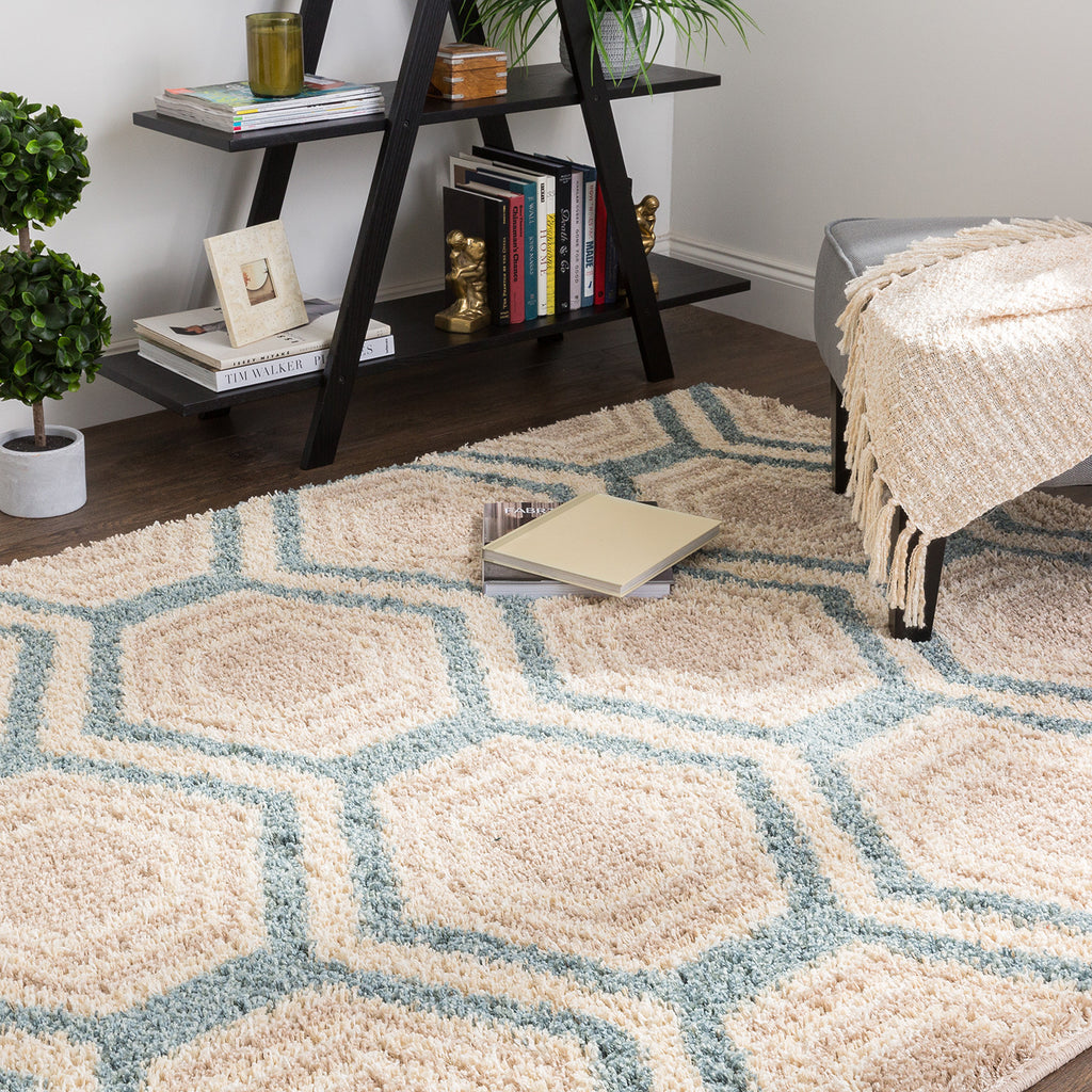 Mohawk Home Huxley Five Forks Bay Blue Area Rug Main Feature