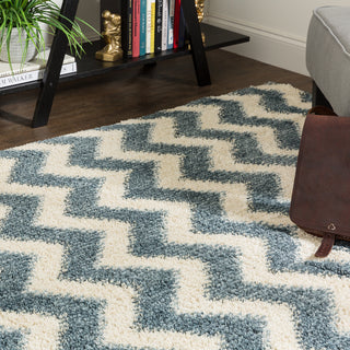 Mohawk Home Laguna Stitched Chevron Blue Area Rug Main Feature