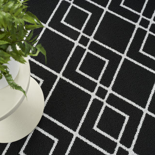 Nourison Modern Lines MOL01 Black Area Rug Detail Image