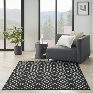 Nourison Modern Lines MOL01 Black Area Rug Detail Image