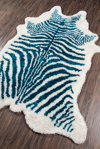 Momeni Kalahari KAL-1 Turquoise Area Rug by Novogratz Close Up Feature