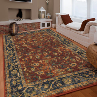 Orian Rugs Mosaic Floral Trail Red Area Rug Room Scene Feature