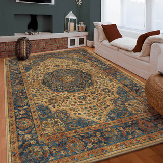 Orian Rugs Mosaic Monroe Beige Area Rug Room Scene Feature