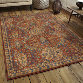 Orian Rugs Mosaic Navi Red Area Rug Room Scene Feature