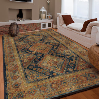 Orian Rugs Mosaic Lorenz Blue Area Rug Room Scene Feature