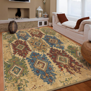 Orian Rugs Mosaic Eastern Tiles Beige Area Rug Room Scene Feature