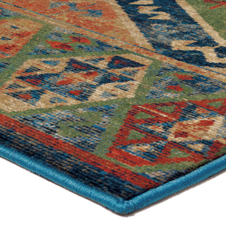 Orian Rugs Mosaic Scrolling Geos Blue Area Rug Corner Shot