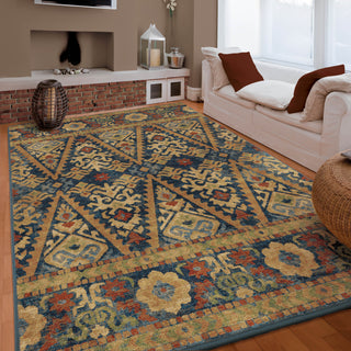 Orian Rugs Mosaic Eastern Scroll Blue Area Rug Room Scene Feature