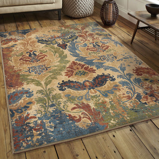 Orian Rugs Mosaic Moroccan Damask Beige Area Rug Room Scene Feature