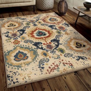 Orian Rugs Mosaic Moroccan Scroll Beige Area Rug Room Scene Feature