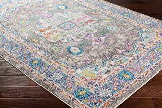 Surya Morocco MRC-2301 Navy Pale Blue Teal Charcoal Light Gray Saffron Bright Yellow Fuchsia Orange Coral Camel Red Beige White Area Rug Corner Image