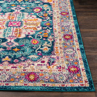 Surya Morocco MRC-2302 Teal Pale Blue Navy Fuchsia Coral Camel Light Gray Saffron Bright Yellow Orange Charcoal Red Beige White Area Rug Mirror Detail Image