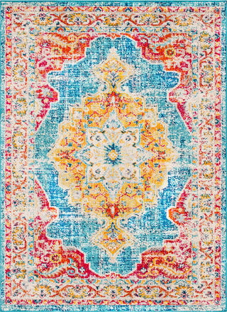 Surya Morocco MRC-2303 Teal Pale Blue Navy Bright Orange Fuchsia Red Saffron Yellow Light Gray Camel Beige White Area Rug main image