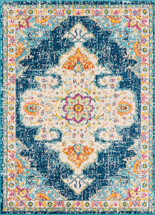 Surya Morocco MRC-2308 Teal Navy Pale Blue Fuchsia Bright Orange Saffron Yellow Camel Coral Charcoal Light Gray Dark Brown Beige White Area Rug main image