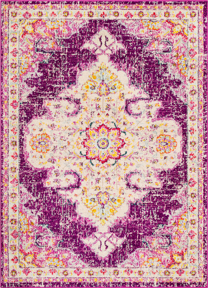 Surya Morocco MRC-2309 Fuchsia Navy Coral Bright Red Pale Blue Teal Orange Saffron Yellow Light Gray Charcoal Dark Brown Beige White Area Rug Mirror main image