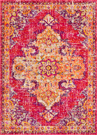 Surya Morocco MRC-2312 Fuchsia Bright Orange Saffron Yellow Coral Red Navy Teal Charcoal Grass Green Light Gray Pale Blue Dark Brown Beige White Area Rug Mirror main image