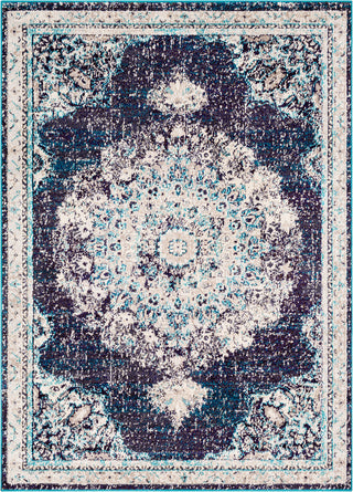 Surya Morocco MRC-2322 Navy Teal Pale Blue Dark Brown Charcoal Camel Light Gray Beige White Area Rug Mirror main image