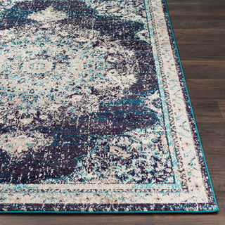 Surya Morocco MRC-2322 Navy Teal Pale Blue Dark Brown Charcoal Camel Light Gray Beige White Area Rug Mirror Detail Image