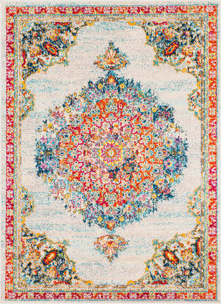 Surya Morocco MRC-2324 Teal Pale Blue Bright Orange Red Saffron Yellow Navy Fuchsia Light Gray Grass Green Charcoal Camel Beige White Area Rug main image