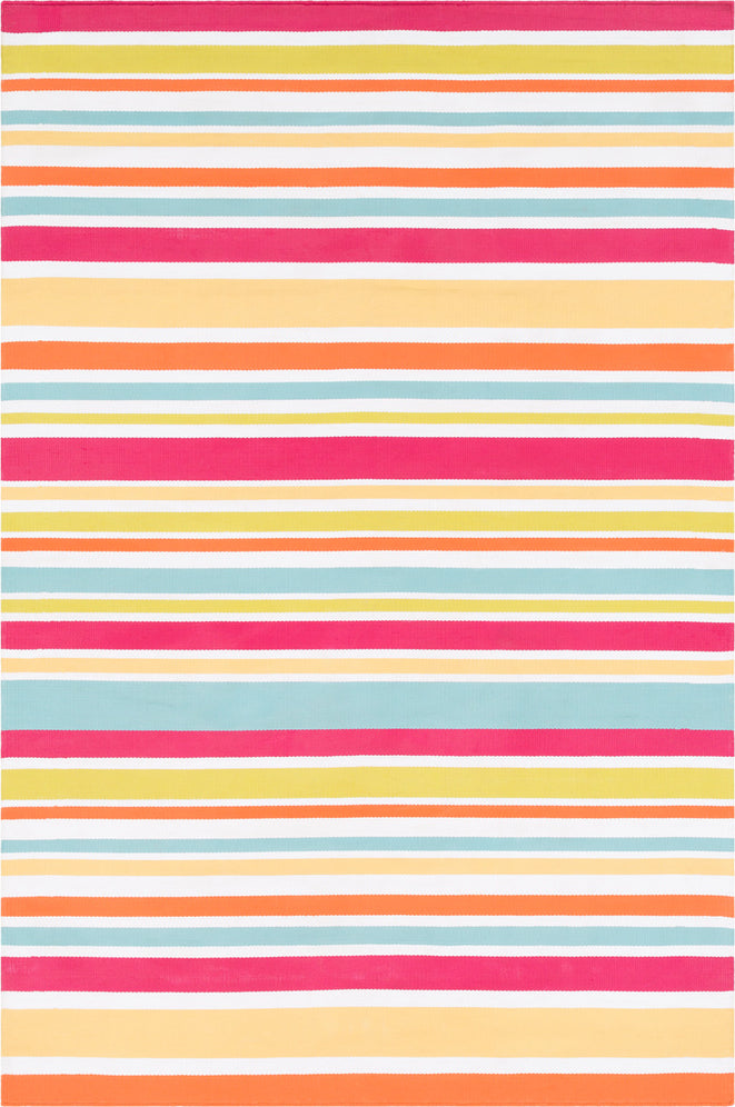 Surya Maritime MTM-1010 Bright Pink White Lime Burnt Orange Teal Saffron Area Rug by Bella Dura main image