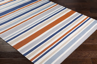 Surya Maritime MTM-1013 Burnt Orange Cream Medium Gray Dark Blue Khaki Area Rug by Bella Dura Corner Image