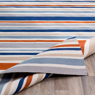 Surya Maritime MTM-1013 Burnt Orange Cream Medium Gray Dark Blue Khaki Area Rug by Bella Dura Pile Image