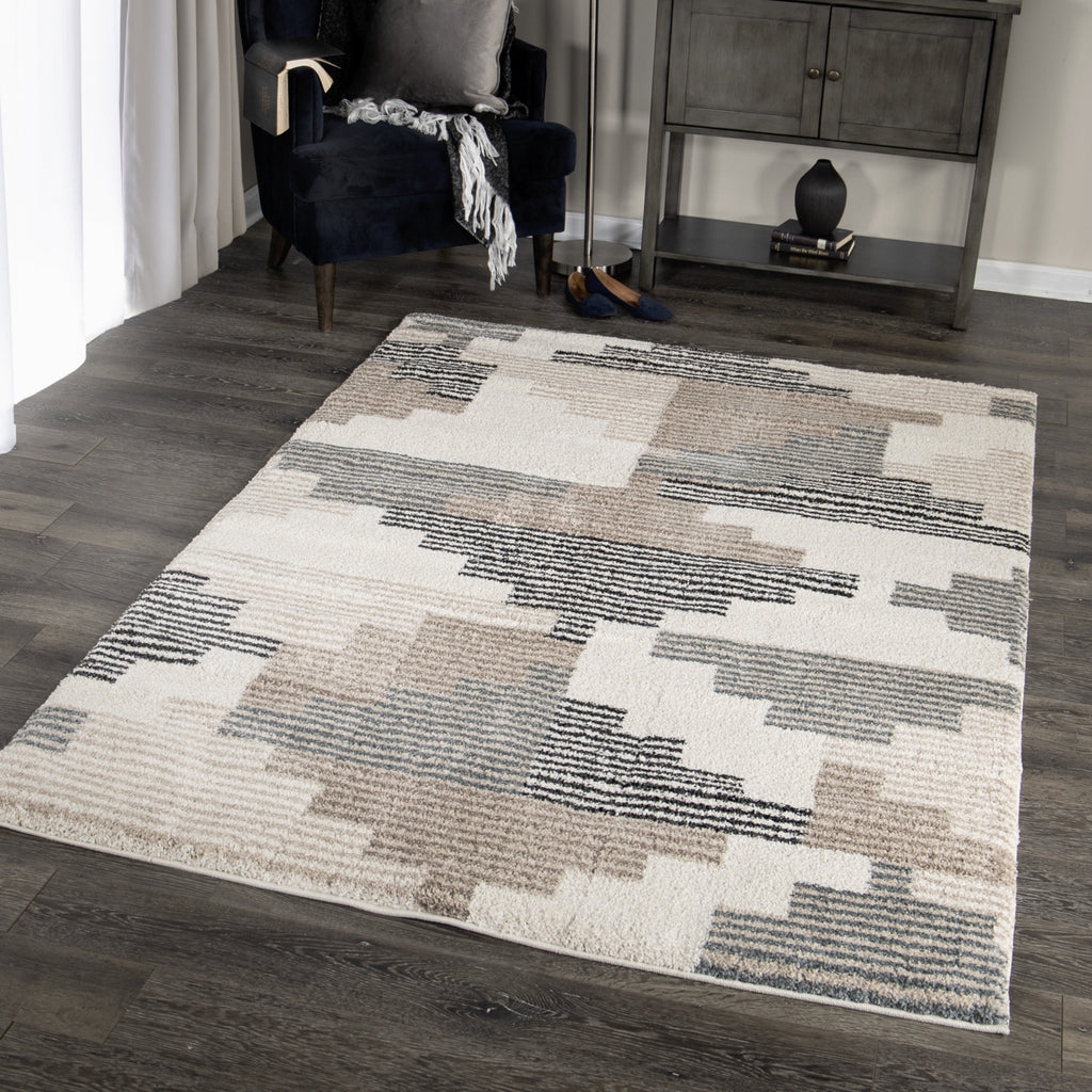 Orian Rugs Mystical Deco Blocks Muted Blue Area Rug by Palmetto Living Lifestyle Image Feature