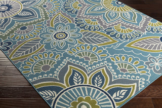 Artistic Weavers Myrtle St Simons Denim Blue/Lime Green Area Rug Corner Shot