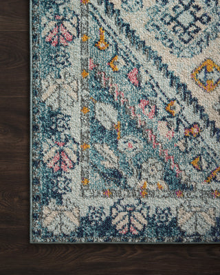 Loloi Nadia NN-03 Aqua/Navy Area Rug Corner On Wood