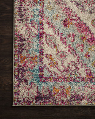 Loloi Nadia NN-03 Aqua/Pink Area Rug Corner Shot On Wood