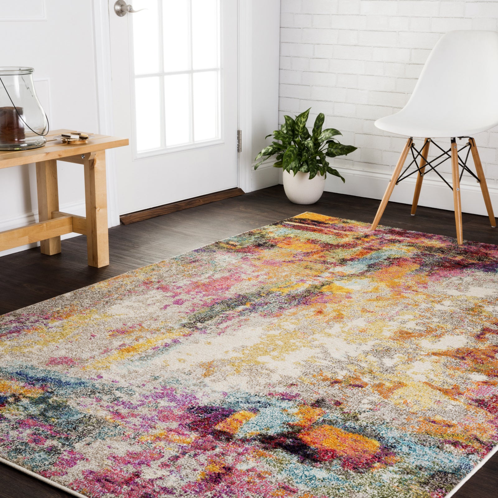 Colorful area rugs take the floor when decorating a room