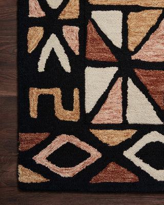 Loloi Nala NAL-05 Spice/Black Area Rug Corner On Wood